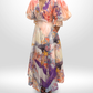 LEO LIN V-Neck Pink/Coral Maxi Dress Sz 12
