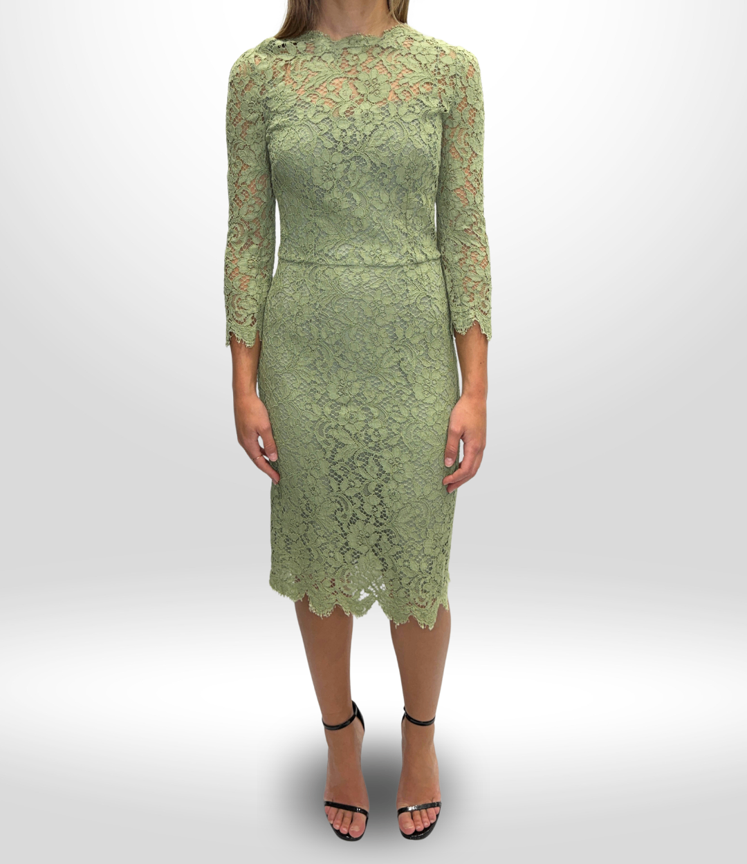 DOLCE & GABBANA Green Lace Midi Dress Size 8