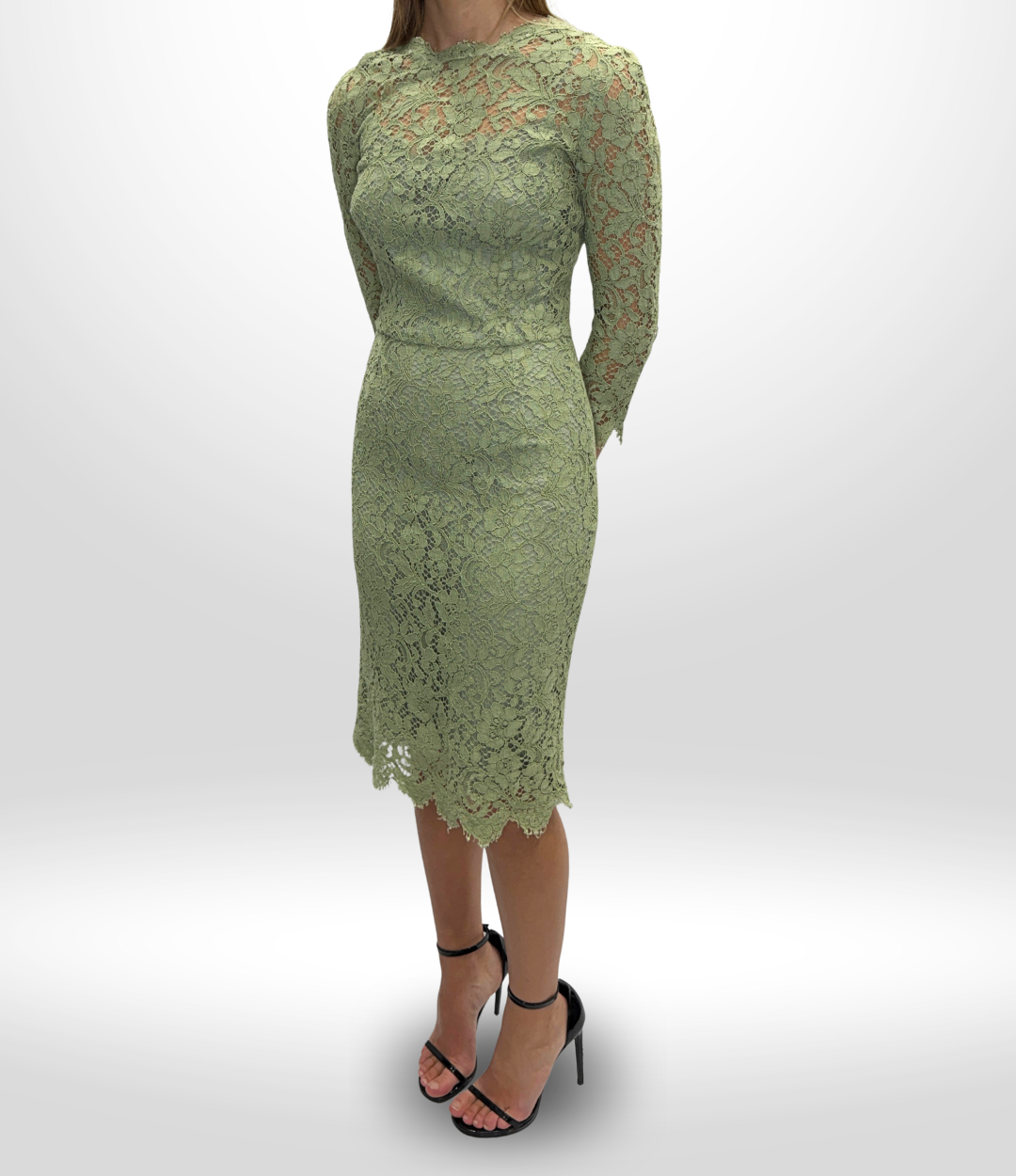 DOLCE & GABBANA Green Lace Midi Dress Size 8