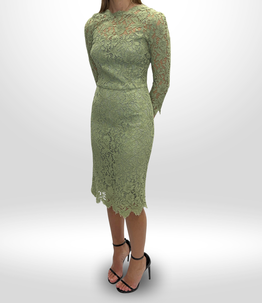 DOLCE & GABBANA Green Lace Midi Dress Size 8