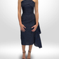 ROLAND MOURET Blue/Blk Strapless Dress Sz 8