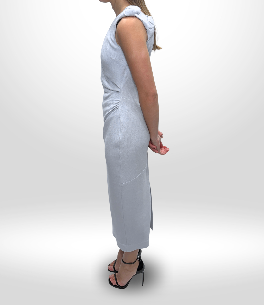 RACHEL GILBERT One-Shoulder Light Blue Midi Dress Sz 10