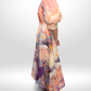 LEO LIN V-Neck Pink/Coral Maxi Dress Sz 12