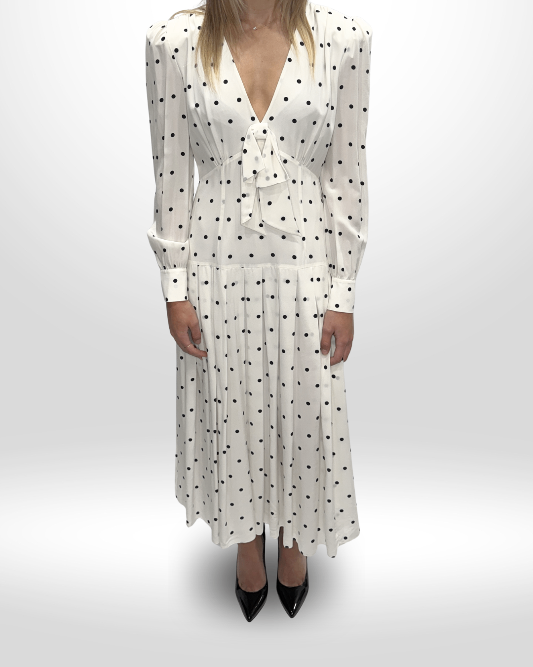 ALESSANDRA RICH White Polka Dot Dress Sz 42