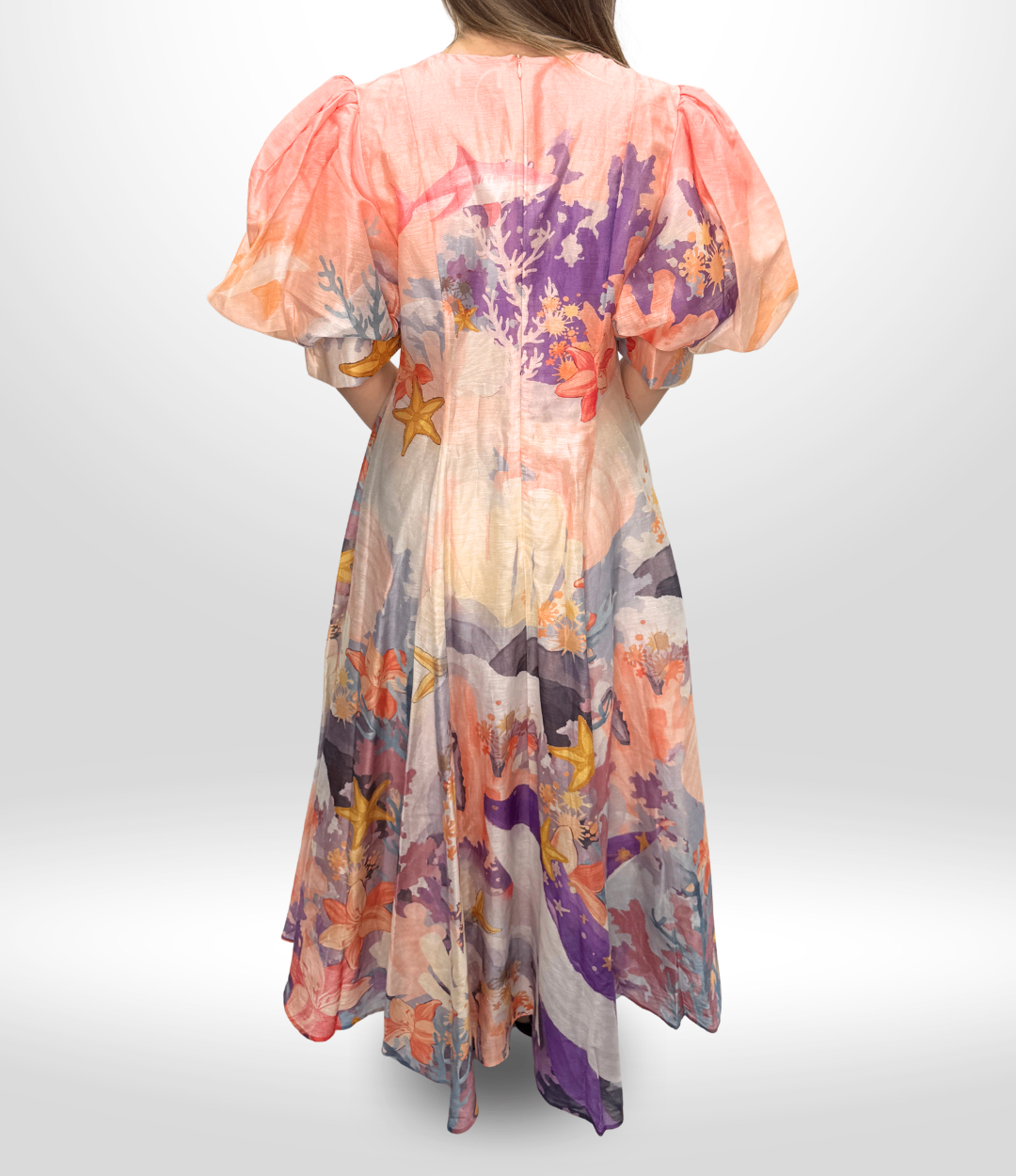 LEO LIN V-Neck Pink/Coral Maxi Dress Sz 12