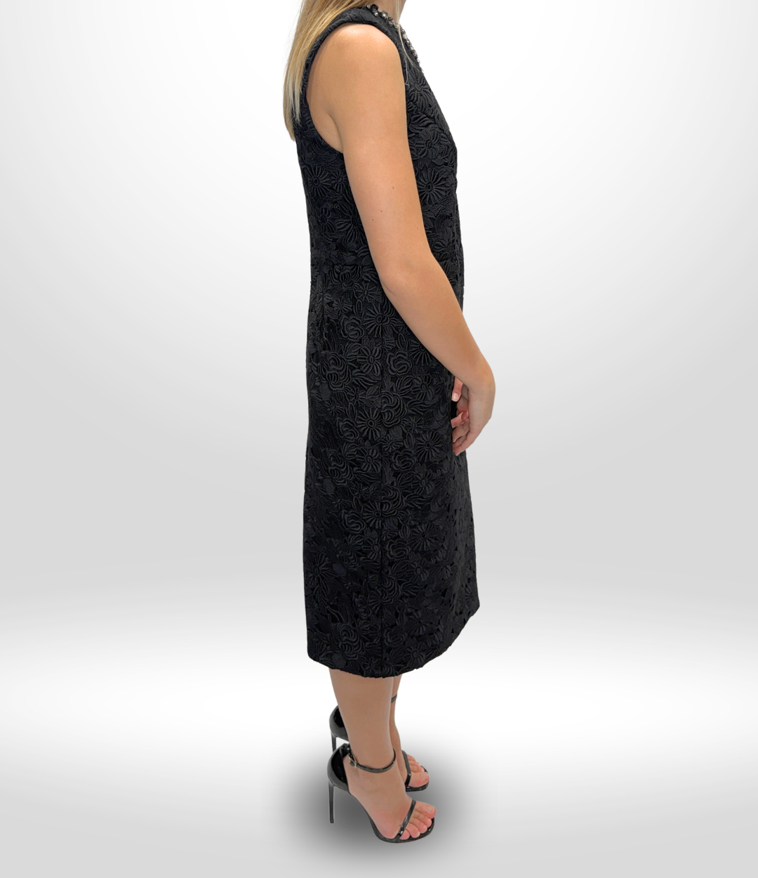 SACHIN & BABI Black Lace Crystal Dress Sz 10