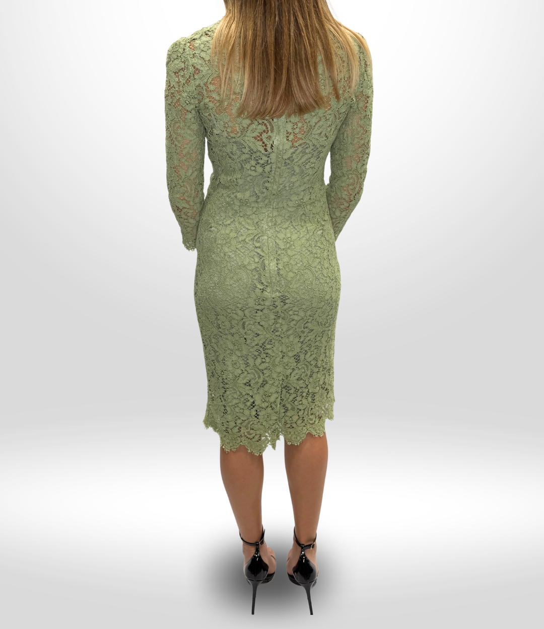 DOLCE & GABBANA Green Lace Midi Dress Size 8