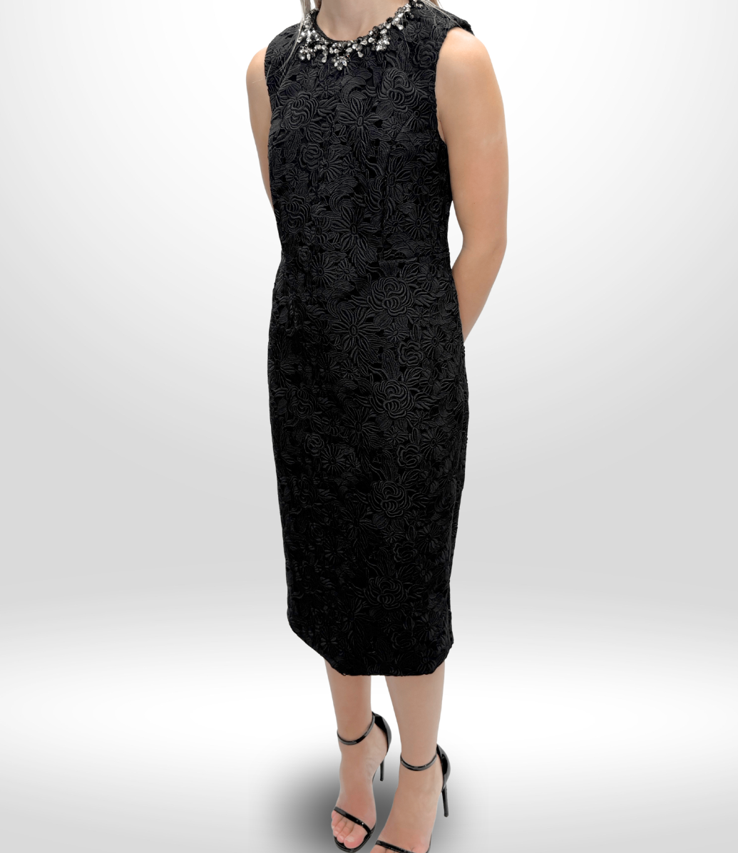 SACHIN & BABI Black Lace Crystal Dress Sz 10