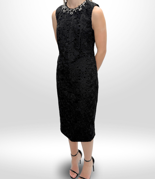 SACHIN & BABI Black Lace Crystal Dress Sz 10