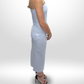 RACHEL GILBERT One-Shoulder Light Blue Midi Dress Sz 10