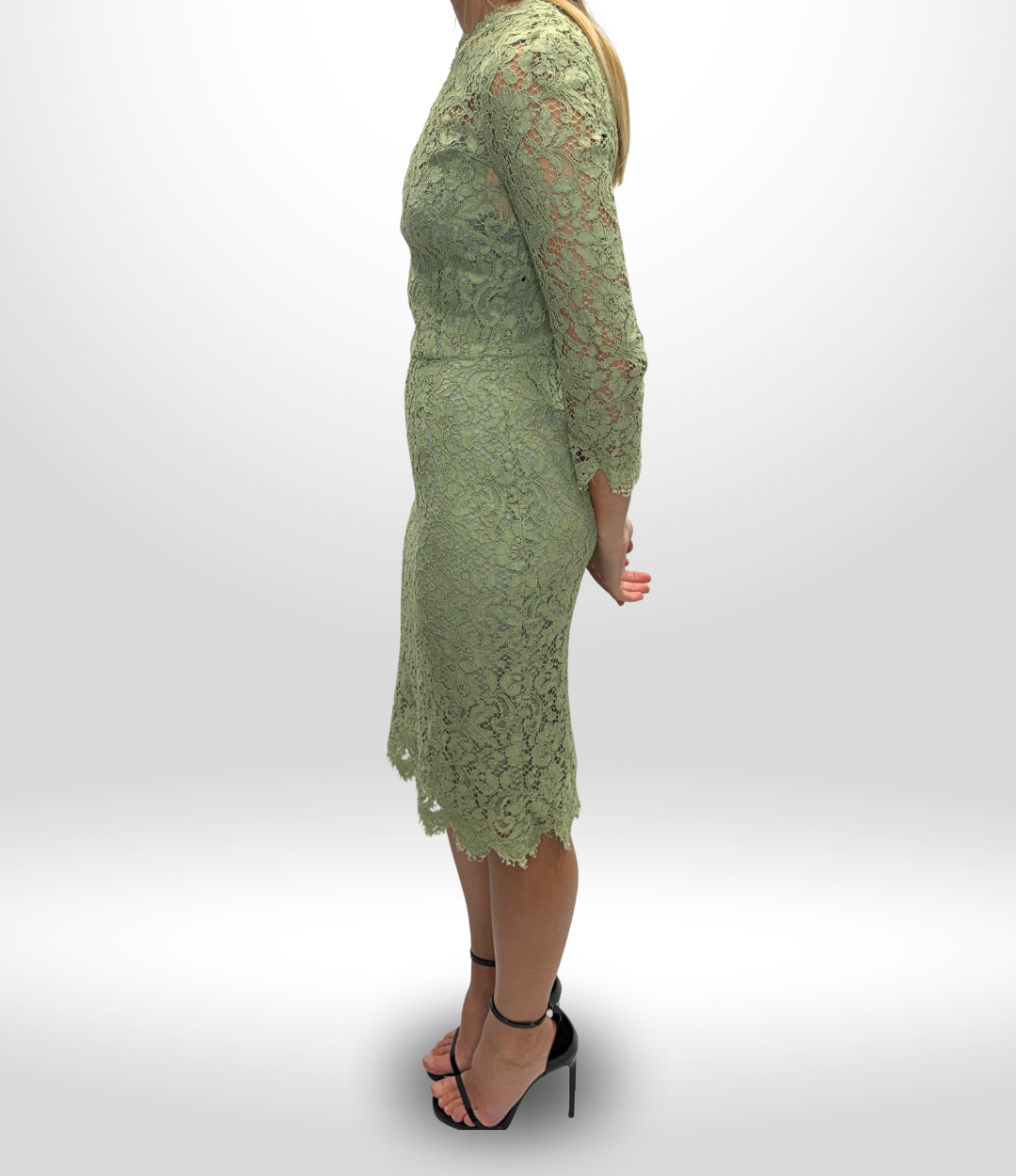 DOLCE & GABBANA Green Lace Midi Dress Size 8