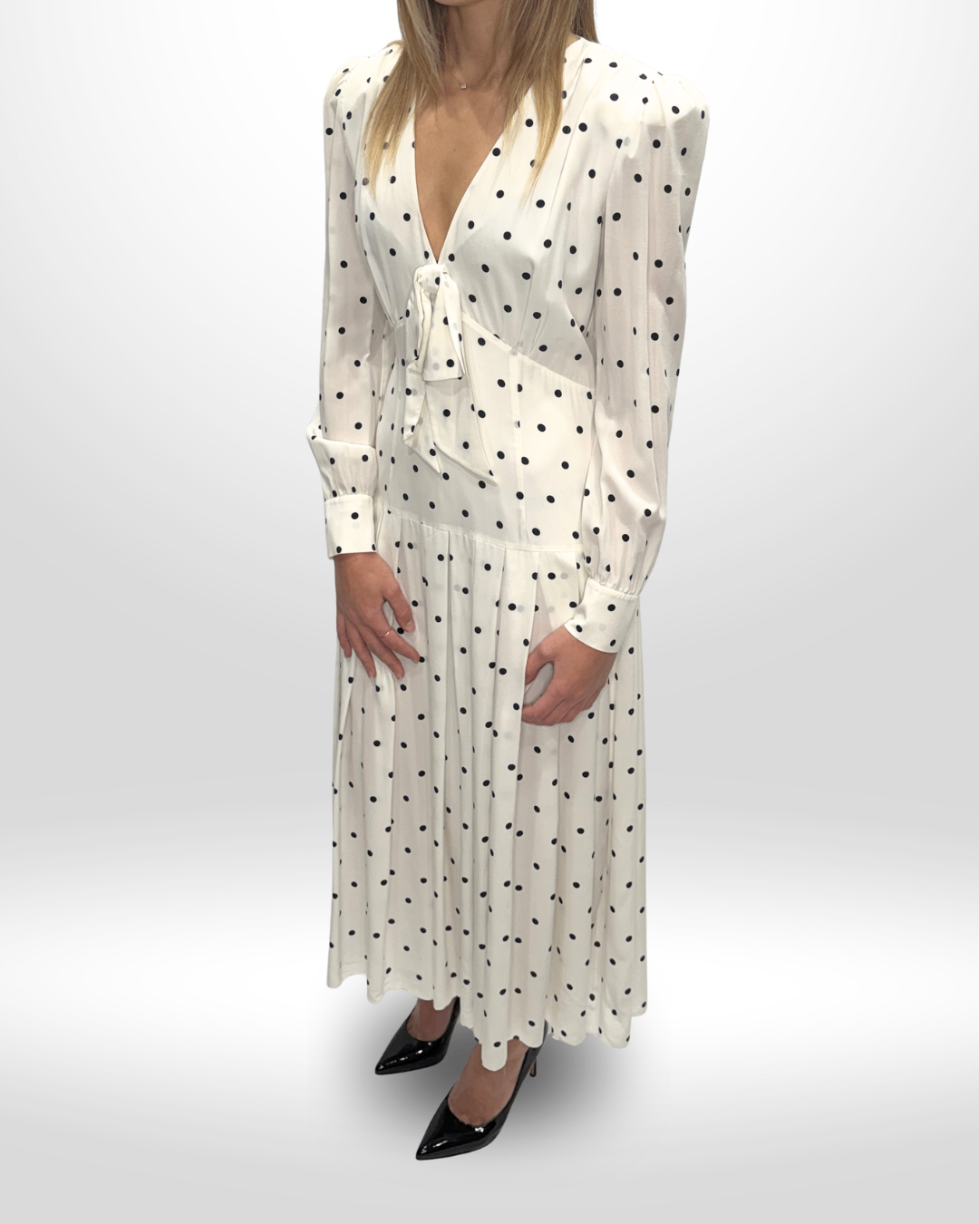 ALESSANDRA RICH White Polka Dot Dress Sz 42