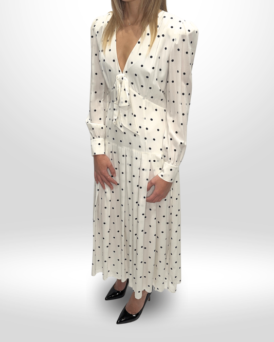 ALESSANDRA RICH White Polka Dot Dress Sz 42