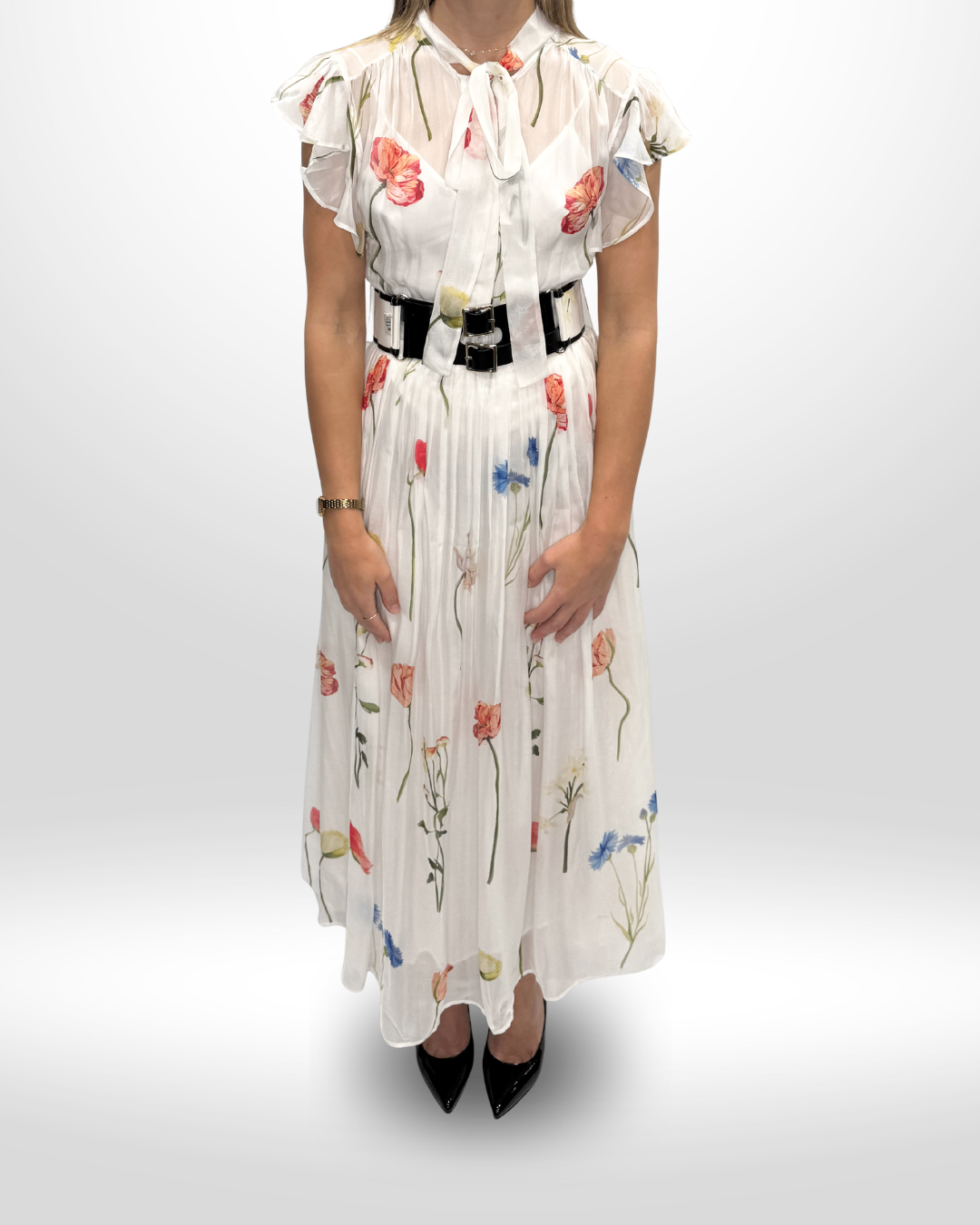 LEO LIN Flutter Sleeve Floral Dress Sz 10