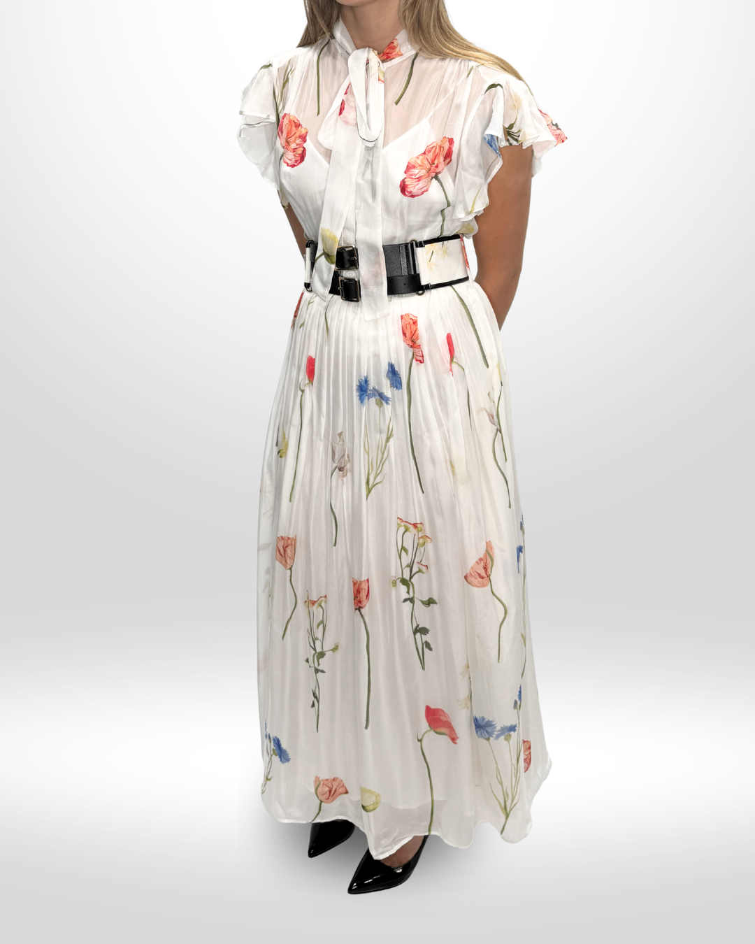 LEO LIN Flutter Sleeve Floral Dress Sz 10