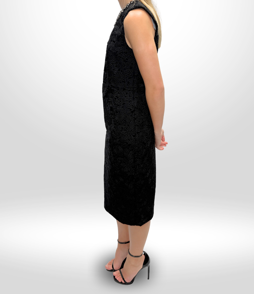 SACHIN & BABI Black Lace Crystal Dress Sz 10