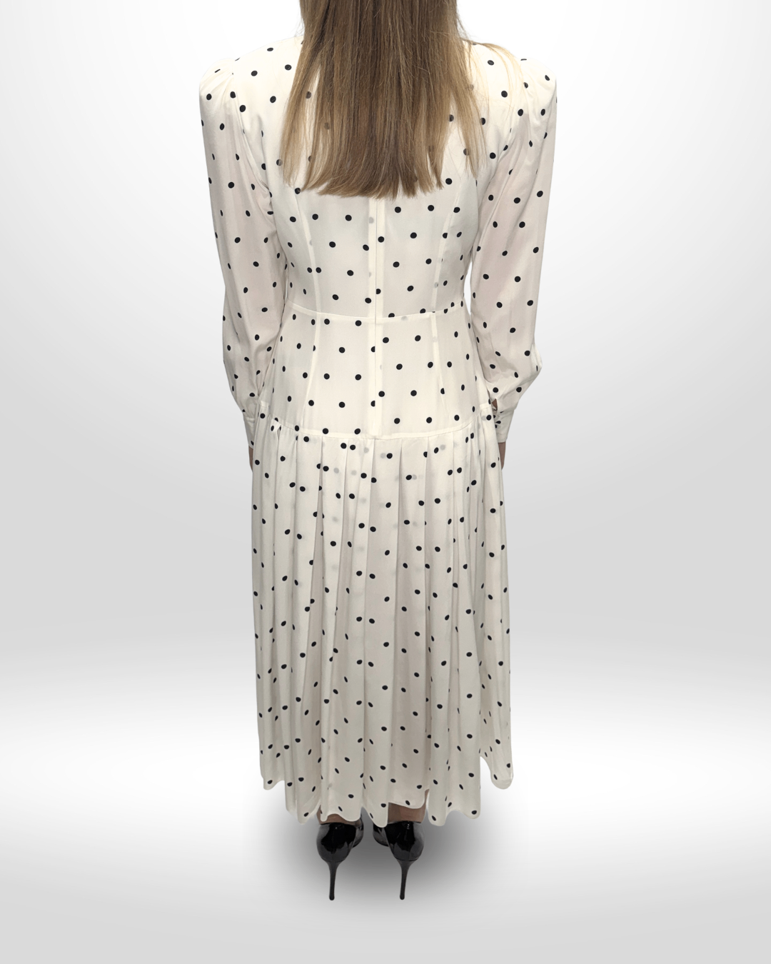 ALESSANDRA RICH White Polka Dot Dress Sz 42