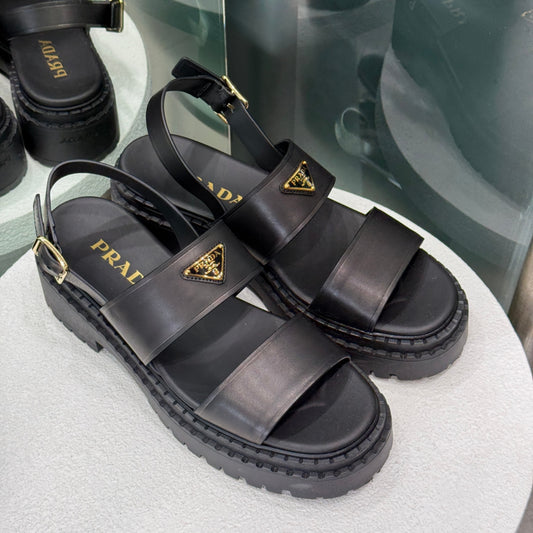 PRADA Platform Logo Sandals Sz 40