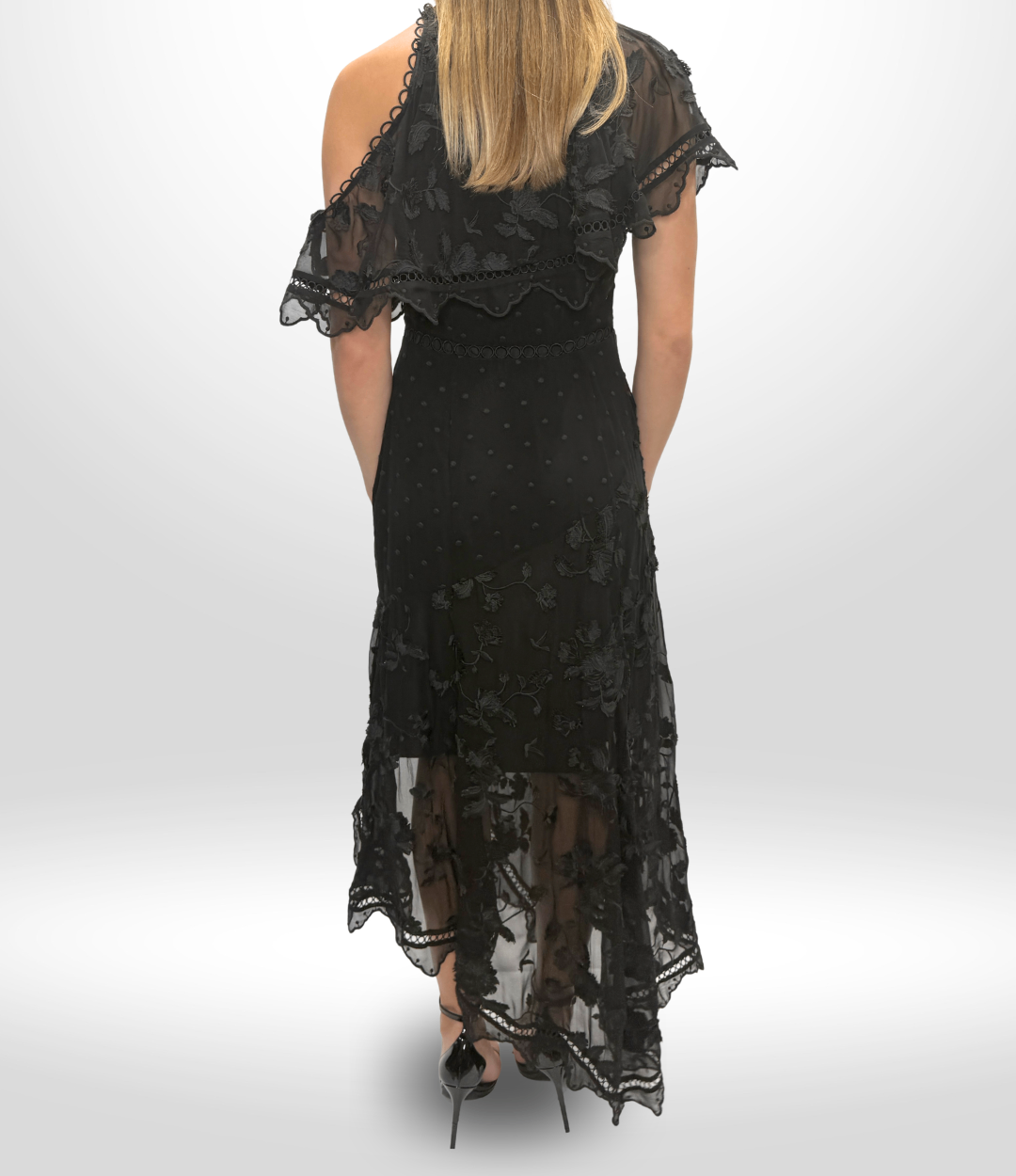 ZIMMERMANN  Mercer Bird Silk Chiffon Dress Black Sz 1 (8)