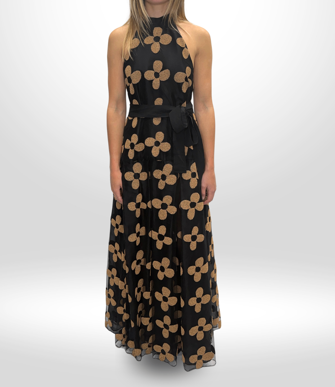 SCANLAN THEODORE Black Floral Evening Dress Sz 10