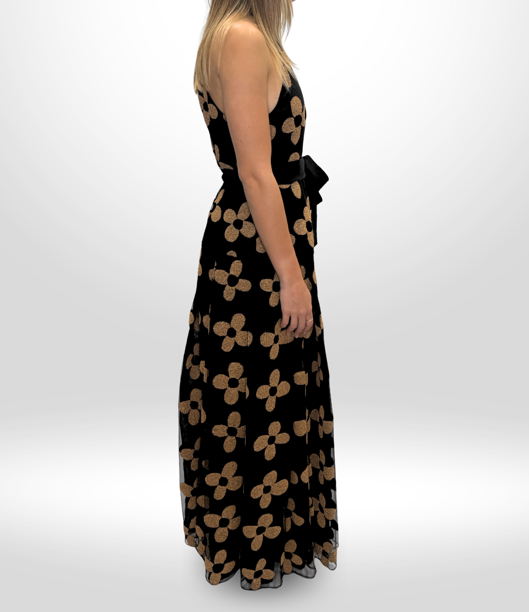 SCANLAN THEODORE Black Floral Evening Dress Sz 10