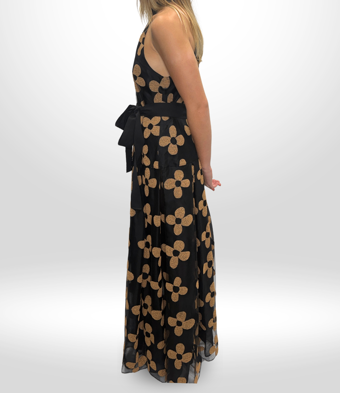 SCANLAN THEODORE Black Floral Evening Dress Sz 10