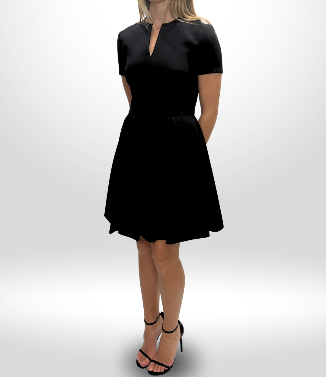 DIOR Black Wool Silk Dress Sz 38