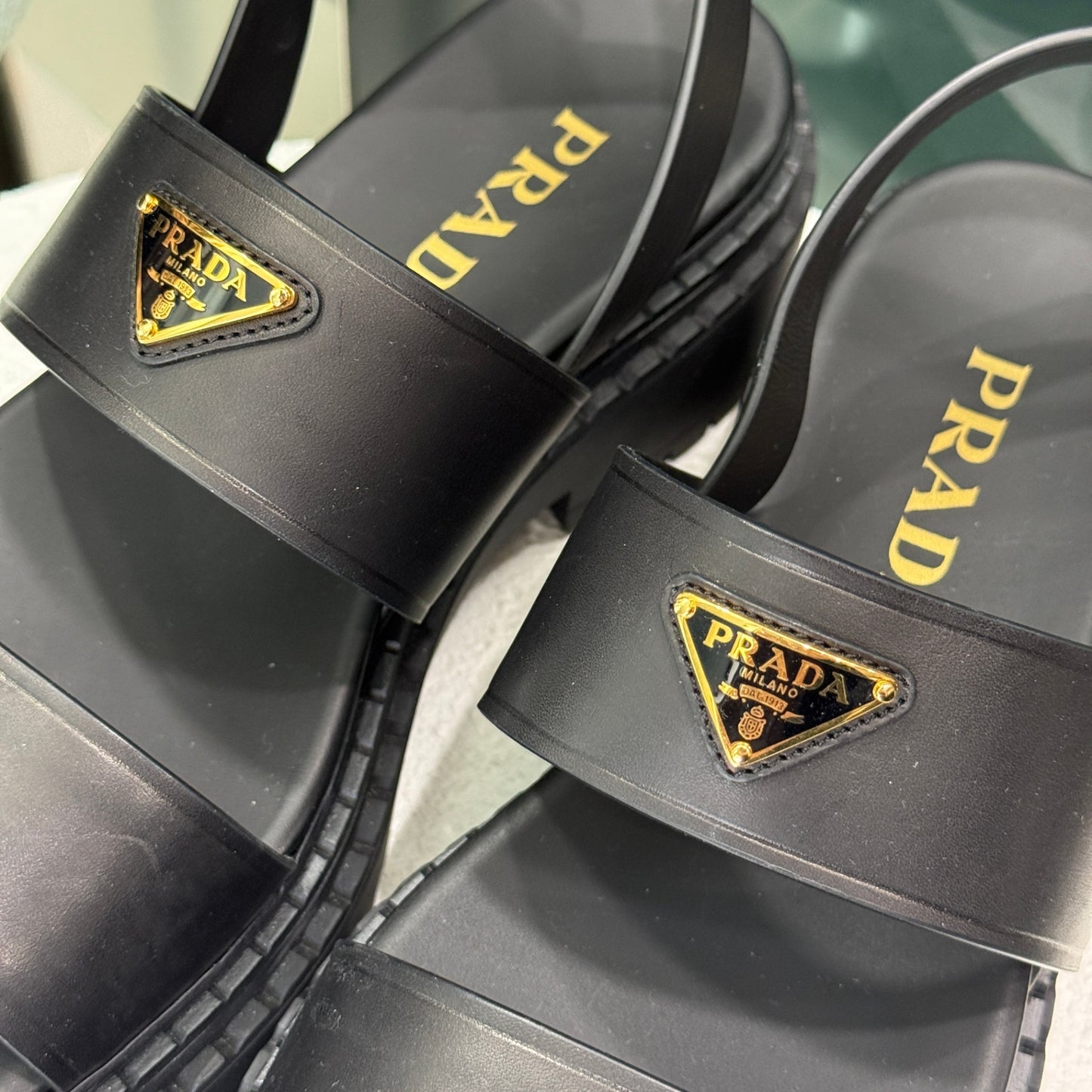 PRADA Platform Logo Sandals Sz 40