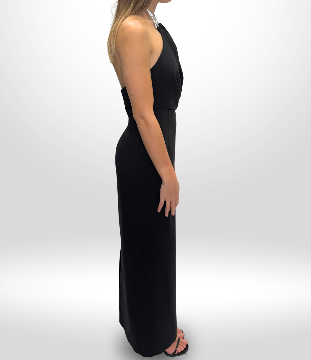 SOLACE LONDON Black Halter Dress Sz 38