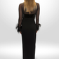CARLA ZAMPATTI Blk Long feather dress size 6