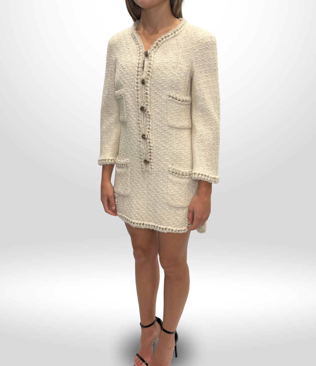 CHANEL Creme Tweed Tunic Sz 38