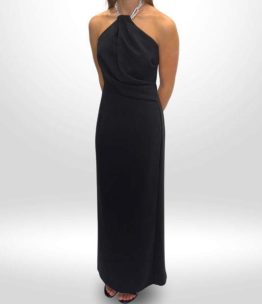 SOLACE LONDON Black Halter Dress Sz 38