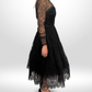 OSCAR DE LA RENTA Vintage Black Lace Mini Gown Sz 8