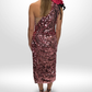 DOLCE & GABBANA Glitter Dress With Rose Size 42