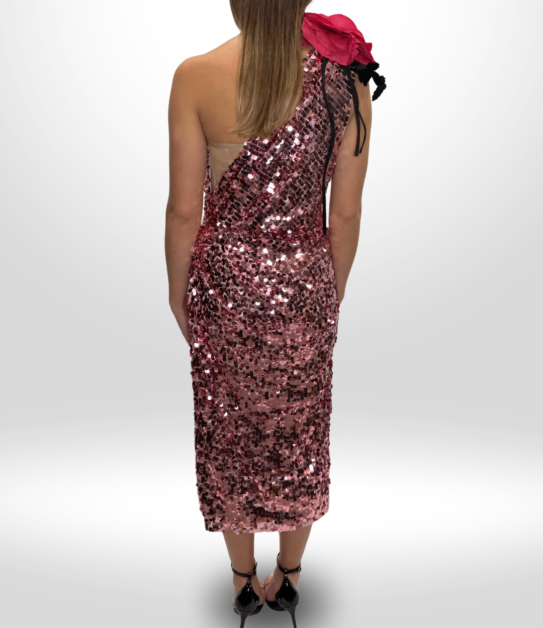 DOLCE & GABBANA Glitter Dress With Rose Size 42