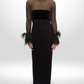 CARLA ZAMPATTI Blk Long feather dress size 6