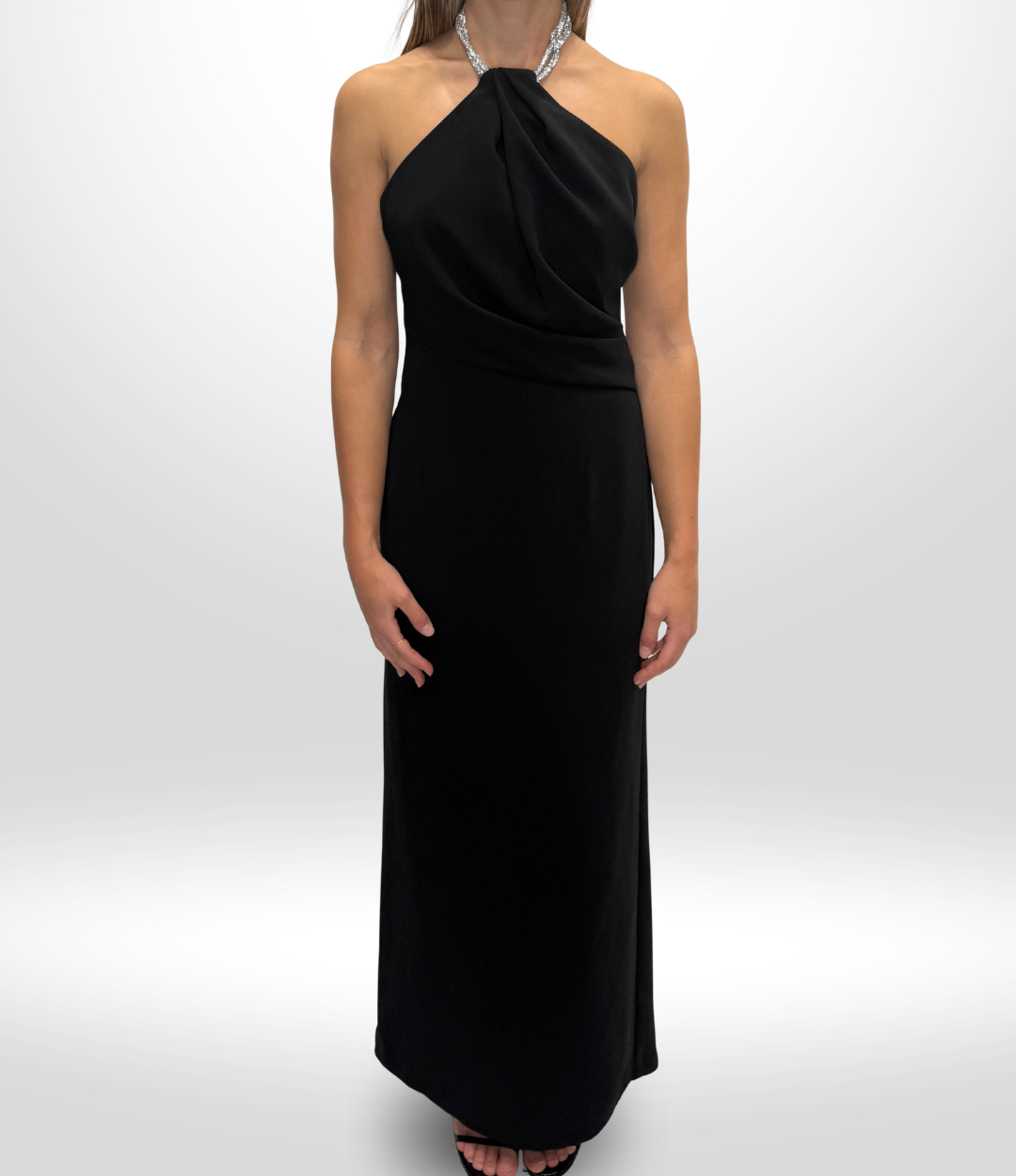SOLACE LONDON Black Halter Dress Sz 38