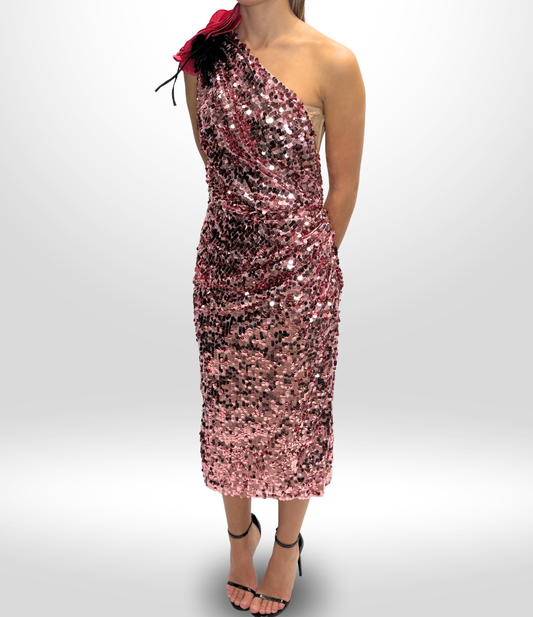 DOLCE & GABBANA Glitter Dress With Rose Size 42