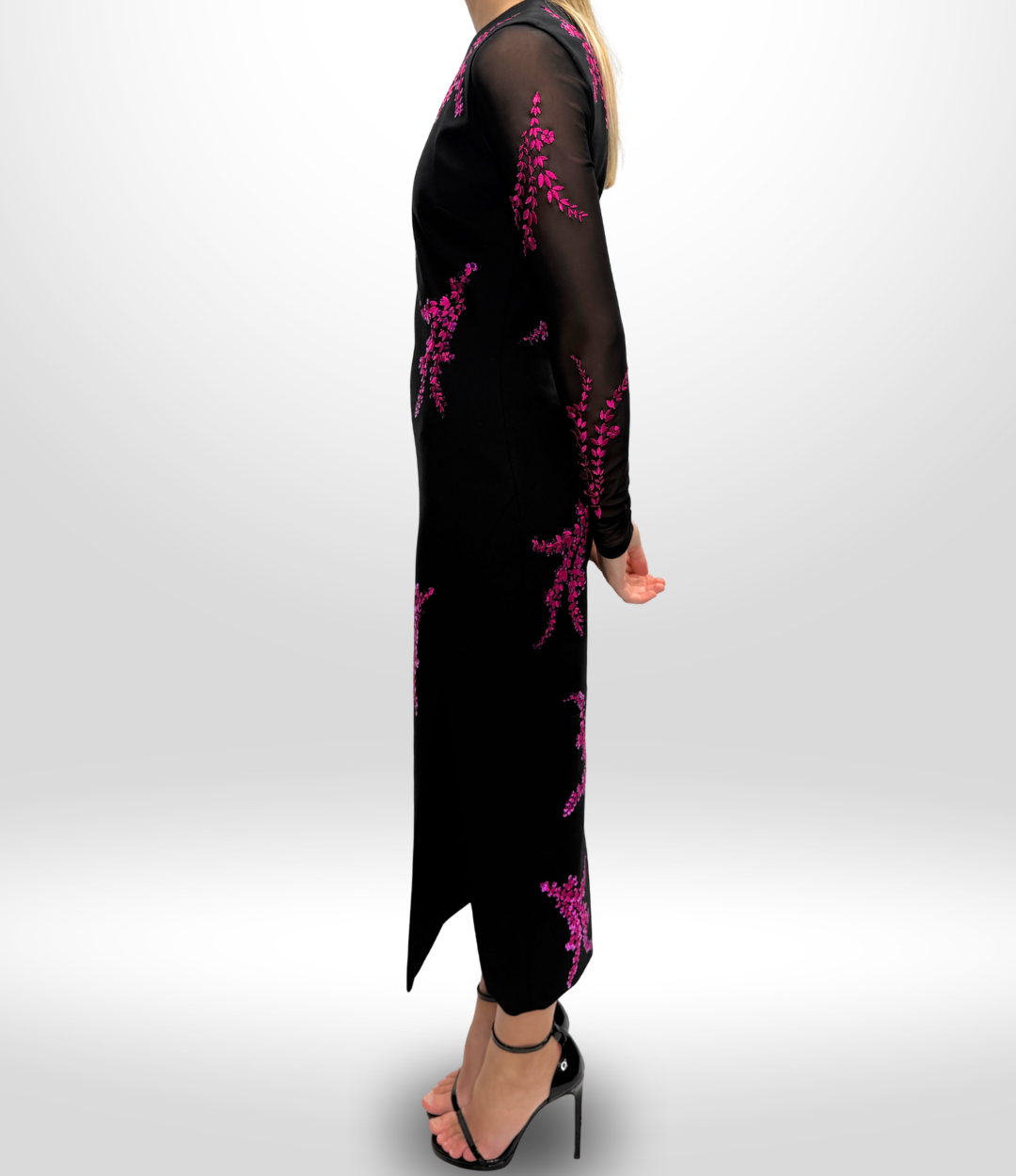 CINQ A SEPT Black Pink Sequin Dress Sz 10