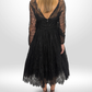 OSCAR DE LA RENTA Vintage Black Lace Mini Gown Sz 8