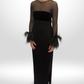 CARLA ZAMPATTI Blk Long feather dress size 6