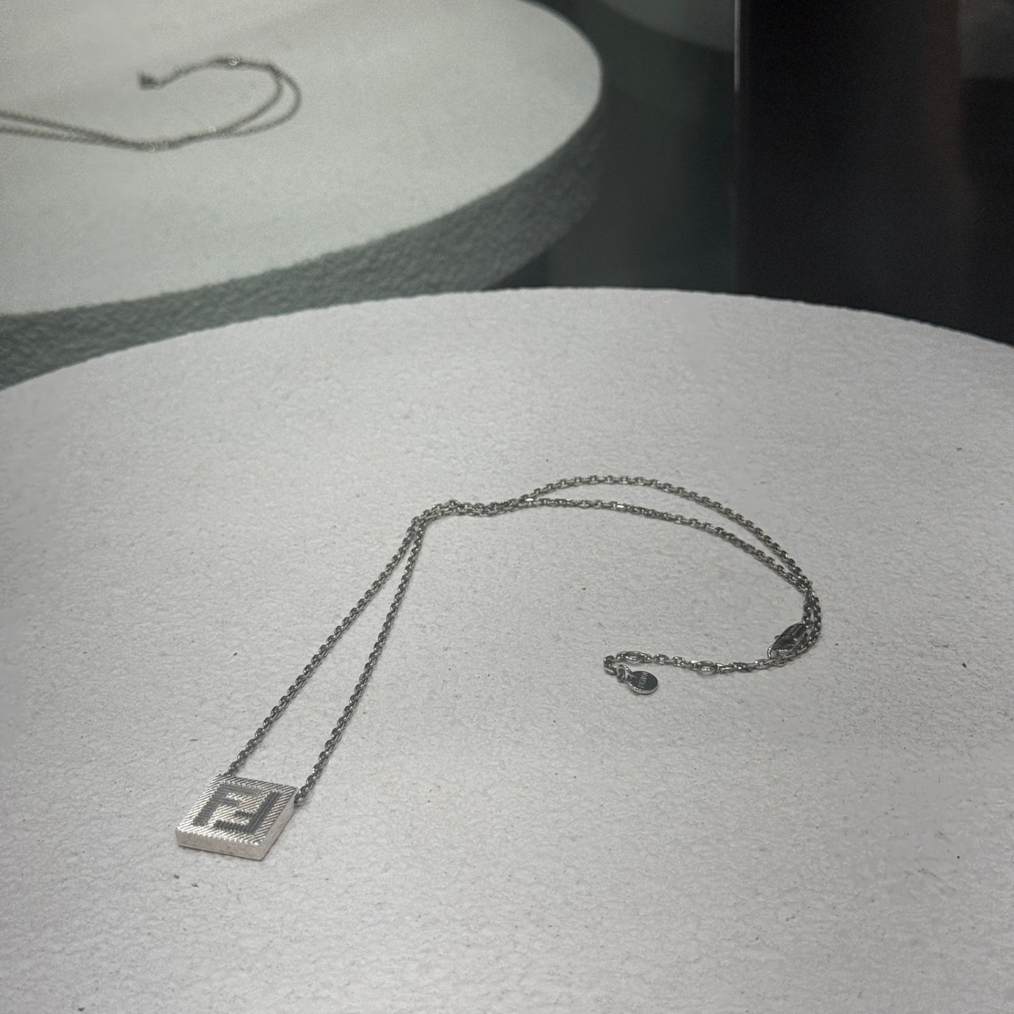 FENDI Silver Square FF Necklace