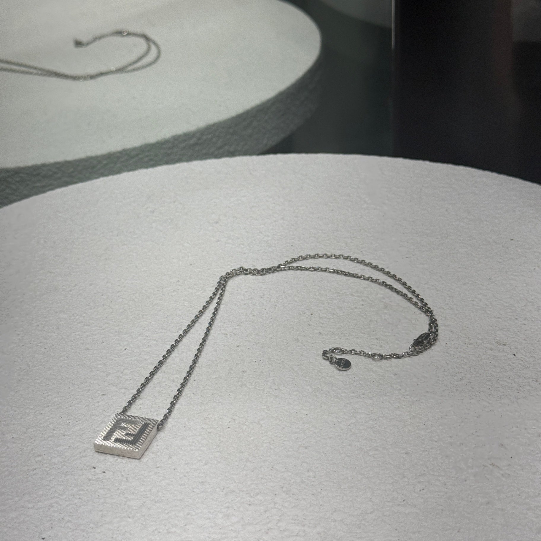 FENDI Silver Square FF Necklace