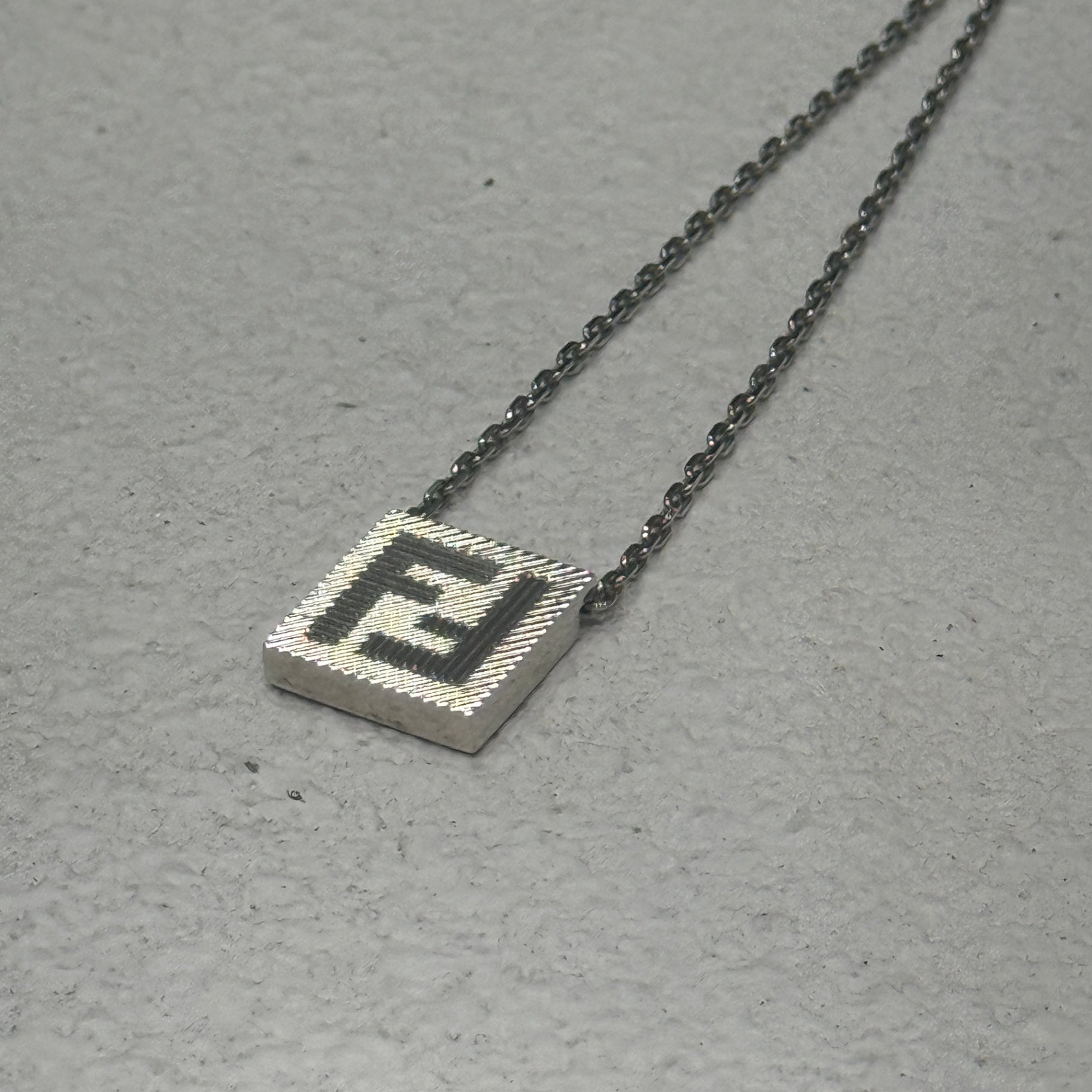 FENDI Silver Square FF Necklace