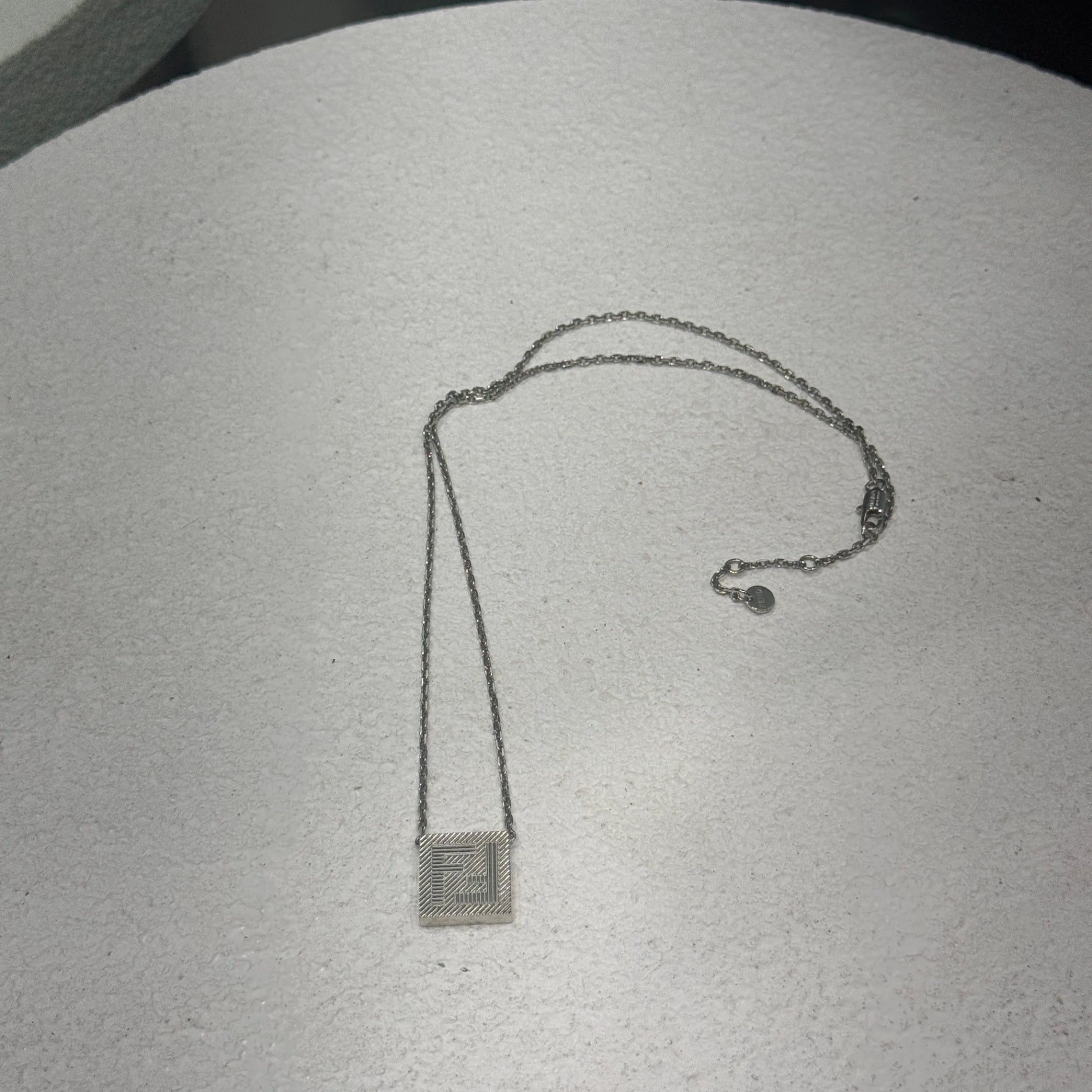 FENDI Silver Square FF Necklace