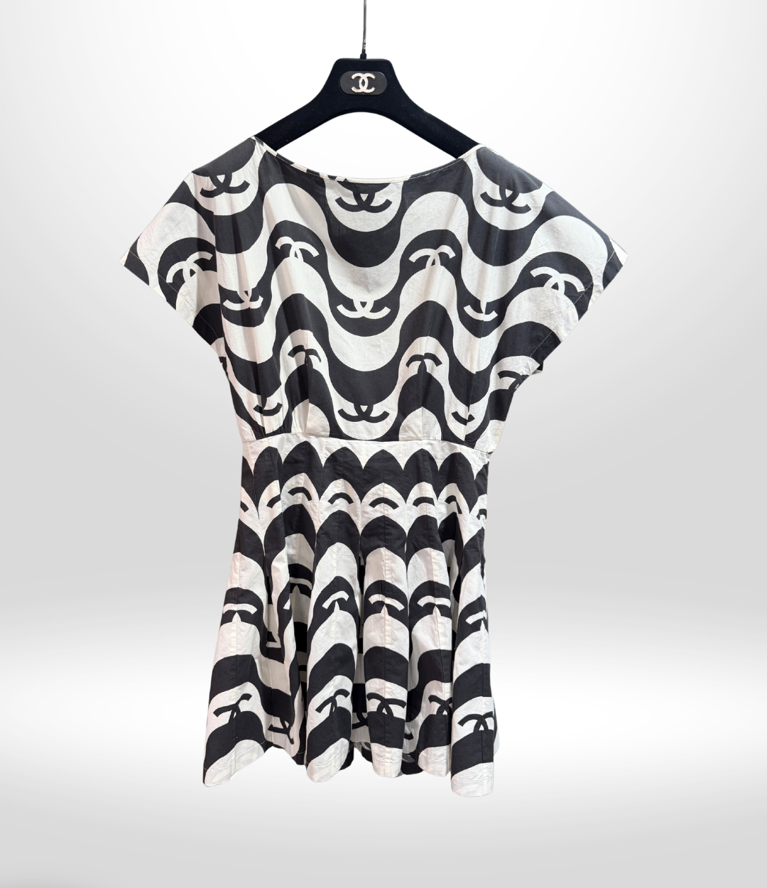 CHANEL Coco Mark Cotton Dress Sz 38