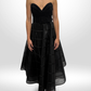 REBECCA VALLANCE Black Mesh Belted Strapless Dress Sz 8