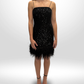REBECCA VALLANCE Black Sequin Feather Trim Mini Dress Sz 8