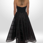 REBECCA VALLANCE Black Mesh Belted Strapless Dress Sz 8