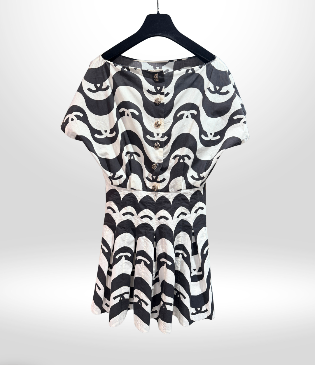 CHANEL Coco Mark Cotton Dress Sz 38